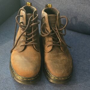 Dr Martens Bonny Leather Brown Lace-Up Boots with Yellow Stitching US Size 8L/7M